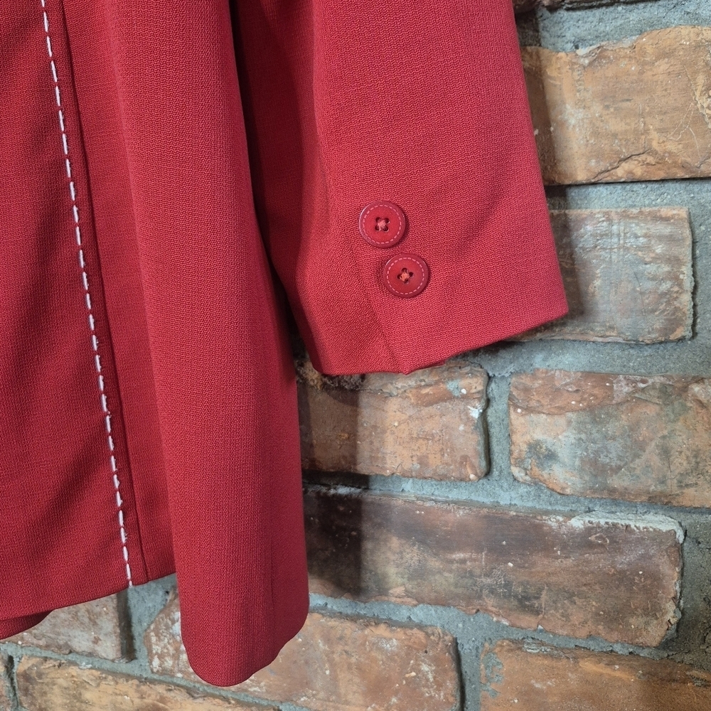 Vintage Mable High Fashion 100% Wool Contrast Stitch Blazer • Tailored Statement - Picture 6 of 12
